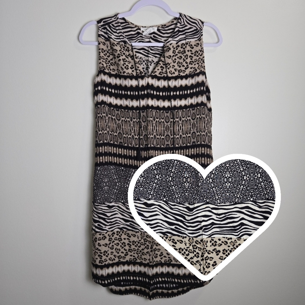 BEACHLUNCHLOUNGE Mixed Animal Print‎ V neck Midi Dress S